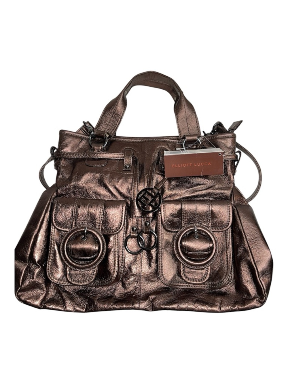Elliott Lucca Estella Metallic Bronze Leather Shoulder Bag NWT
